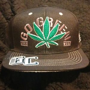 Go green hat with custom mandala art on the bill